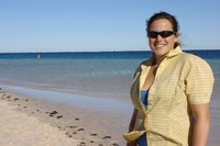 Nikki on the beach at Coral Bay