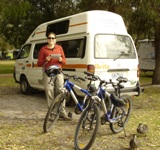 Nikki studies the wine map before we set out wine tasting, Taunton Farm Caravan Park