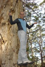 Ian beginning to climb The Gloucester Tree, Pemberton