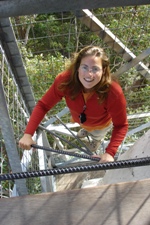 Nikki nearing the top of The Gloucester Tree, Pemberton