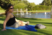 Nikki relaxing by the fountains in the Botanic Gardens, Perth