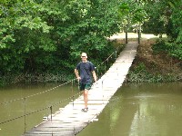 Ian crossing the rickety bridge!