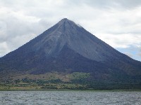 View of Volcan Arenal from our boat journey across Lake Arenal