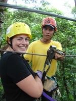 Nikki zip-lining at Pozo Azul
