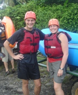 Us after rafting the Rio Sarapiqui at Pozo Azul