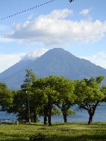 View to Volcanoes Toliman and Atitlan, Panajachel, Lago de Atitlan