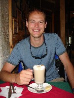 Ian warming up with an Irish Cream Cappucino