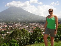 Nikki with view of Volcan Agua and Antigua from Cerro de la Cruz