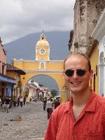 Ian in front of the Arco de Santa Catalina, Antigua