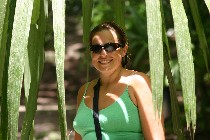 Nikki with her Jungle Umbrella, still in Tikal but would it have helped keep her dry in the storm in Flores?