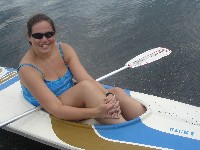 Nikki in the kayak named 'Nicky', Lago de Atitlan