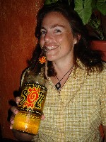 Nikki enjoying a giant litre of Sol!