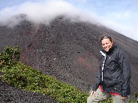 Nikki with brief glimpse of Volcan Pacaya during ascent (3 seconds later we were back in the clouds!)