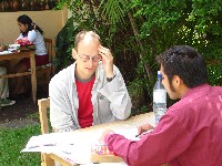 Ian struggling to remember some words of Spanish at Spanish School