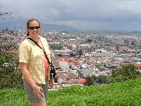 Nikki with view over Xela on walk to Los Vahos