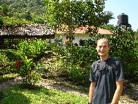 Ian in front of the guesthouse, Finca El Cisne