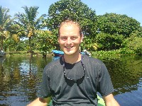 Ian in our kayak at the start of the trip, Punta Izopo