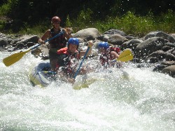 Rafting one of the bigger rapids on the Rio Congrejal with Omega Tours