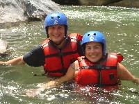 Us in the Rio Congrejal (intentionally!) during the rafting trip with Omega Tours
