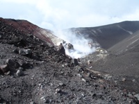 One of the steaming craters of Cerro Negro