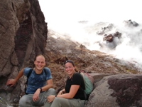 Us in crater number 1 inhaling sulphur fumes - nice! Cerro Negro