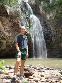 Ian in front of Salto (waterfall) de la Estanzuela