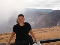 Nikki at the Santiago crater of Volc&aacute;n Nindiri (before the wind turned!)