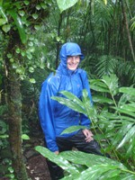 Ian getting a little wet in the rain/cloud forest of Volcan Mombacho