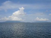 View of Isla de Ometepe from the ferry dock at San Jorge