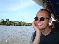 Ian enjoying the river trip down the Rio San Juan to Sabalos Lodge