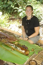 Nikki with jungle lunch, Ban Nam Lai Trek