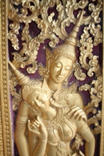 Detail on ornate door of Wat Xieng Thong, Luang Prabang