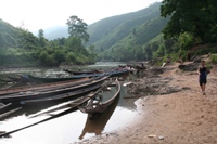 Boats moored up at Ban Khone Kham Village (where we stayed overnight), Nam Tha River