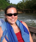 Nikki on the boat, Nam Tha River trip