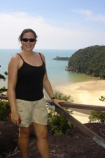 Nikki at look-out over Besar Beach, Bako National Park, Sarawak