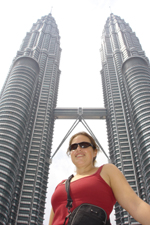 Nikki in front of Petronas Towers, Kuala Lumpur