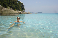Nikki in crystal clear bay, north of Paradise Island Resort, Pulau Perhentian Besar
