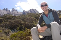 Ian pausing for a rest onf the descent of Mt Kinabalu, Sabah
