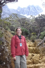 Nikki hiking up Mt Kinabalu, Sabah