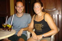 Us celebrating our 400th day away, Pulau Perhentian Besar