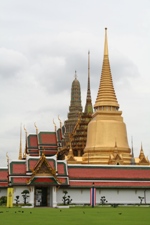 view across lawn to Wat Pra Kaeo, Grand Palace, Bangkok