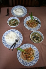 Our Pad Thais and Thai Green Curries made at cooking school day 3, Chiang Mai