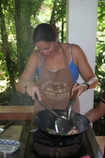 Nikki cooking up another great dish at cooking school, Chiang Mai