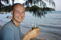 Ian enjoying a cocktail at the Easy Bar, Koh Tao
