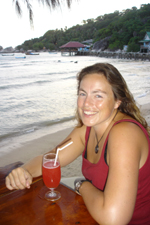 Nikki enjoying a cocktail at the Easy Bar, Koh Tao