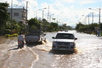 Flooded road on way back from Old Sukhothai