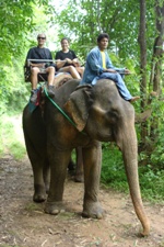 Us riding on an elephant, Doi Chiang Dao Trek