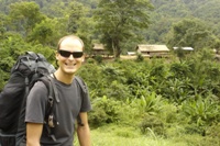 Ian with view back to Pha Miang village, Doi Chiang Dao Trek Day 2