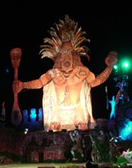 The huge backdrop to the stage for the Tapati Festival, Easter Island