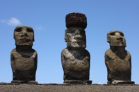 A few of the 15 moai at Tongariki, Easter Island